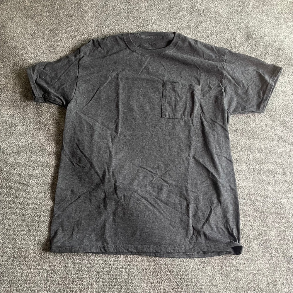 Athletic Works Mens Charcoal Heather Gray Short Sleeve‎ Pocket T-Shirt Large L